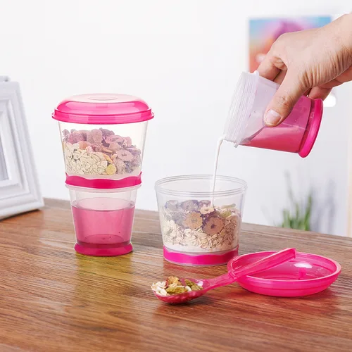 Miniatura 4 de Cereal On The Go Tazas de bebida para desayuno, vaso portátil para yogur y cereales para llevar Rojo rosa