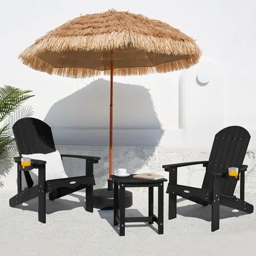 Miniatura 2 de Y&M Adirondack - Silla negra para hoguera, sillas de patio al aire libre con soporte para tazas, resistentes a la intemperie, sillas de patio