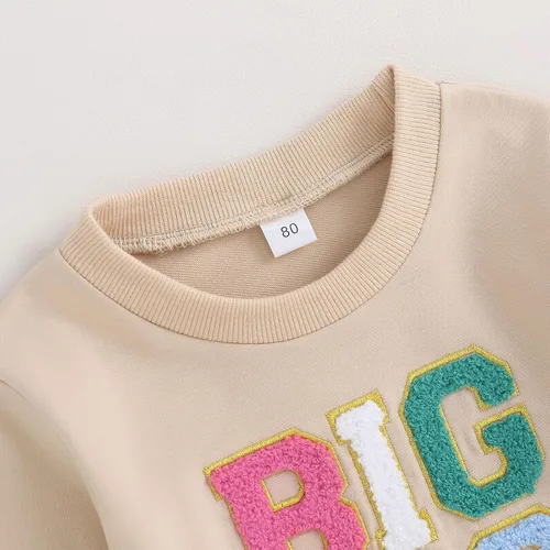 Miniatura 3 de Big Sister Little Sister Conjuntos a juego para bebé niña Burbuja Mameluco de manga larga camiseta sudadera para niños pequeños Ropa de otoño