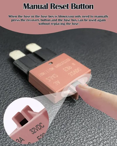 Miniatura 4 de Fúsible de hoja estándar reajustable 3A ATC para automotriz ATO, fusibles manuales de reinicio, disyuntor de hoja de reinicio manual para barco