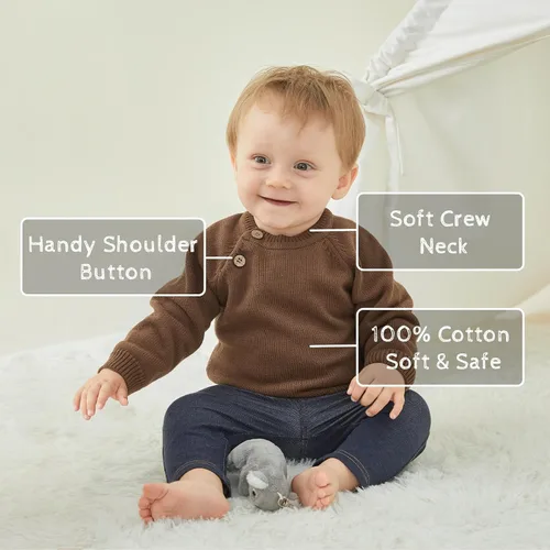 Miniatura 2 de pureborn Suéter de punto de algodón con cierre de botón para bebés y niños pequeños