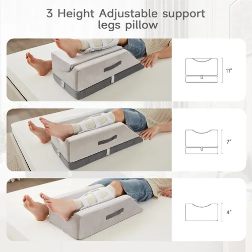 Miniatura 3 de Almohada elevadora de piernas, almohada de apoyo ajustable de 3 alturas, almohada de cuña para después de la cirugía o el descanso, almohada