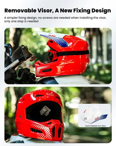 Miniatura 5 de ILM Cascos de Motocicleta Todoterreno Juveniles Casco ATV para Niños Motocross BMX Todoterreno con Gafas Guantes Máscara DOT Modelo MT601Y
