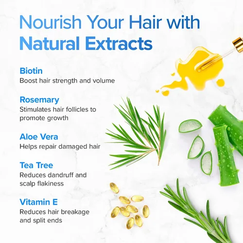 Miniatura 3 de Biotin - Juego de champú y acondicionador para el crecimiento del cabello, sin sulfatos, acondicionador profundo para cabello seco dañado, fabricado
