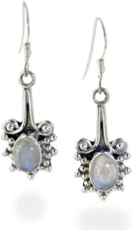 Miniatura 2 de Plata de ley Estilo Victoriano Genuine Rainbow Moonstone arete