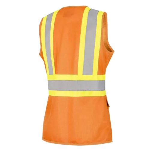 Miniatura 9 de Pioneer Chaleco de seguridad para mujer con bolsillos - Cinta reflectante de alta visibilidad - Para la construcción - Naranja