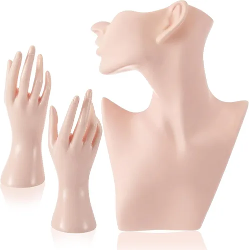 Miniatura 8 de Kigley - Juego de exhibición de joyería con maniquí que incluye soporte para busto boutique, soporte para pendientes, exhibidor de mano y soporte