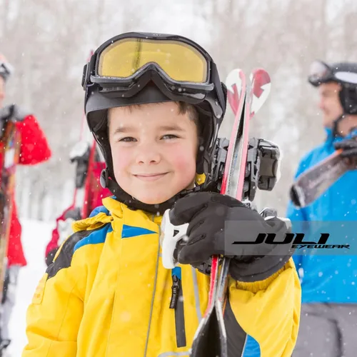 Miniatura 2 de Juli Gafas de esquí para niños, gafas de snowboard para niños y niñas, motos de nieve, esquí, patinaje, edad 3-8 4302 Marco blanco/lente colorida