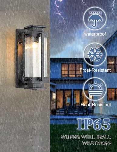 Miniatura 6 de Faroles de pared para exteriores del anochecer al amanecer, luces grandes para porche exterior, montaje en pared, IP65, apliques impermeables