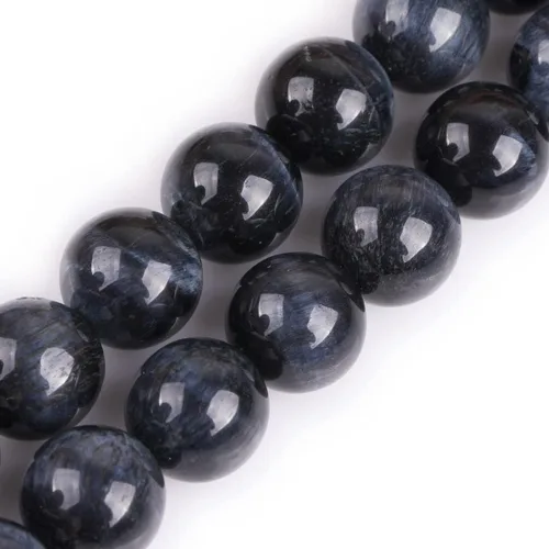 Miniatura 47 de GEM-Inside Cuentas sueltas de piedra natural de lava negra de 8 mm, redondas, piedra de energía para hacer joyas 15' Negro