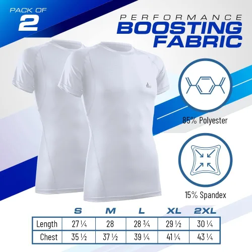 Miniatura 2 de Camiseta de compresión para hombre, manga corta, ajuste seco, atlética, capa base, paquete de 2