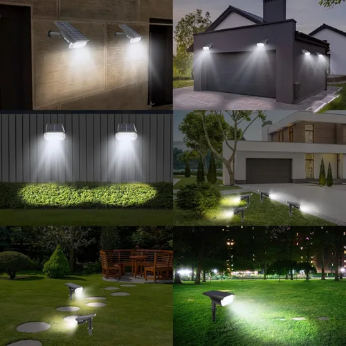 Miniatura 6 de Focos solares para exteriores de 1000 lúmenes, 64 LED IP67, iluminación de paisaje impermeable con 4 modos, foco solar 2 en 1 y luz de camino