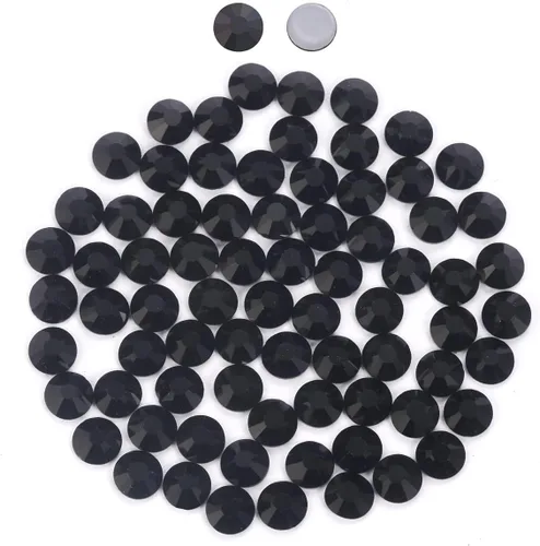 Miniatura 35 de Cristales negros redondos Hotfix de vidrio plano (SS12/3.2MM/1440pcs)