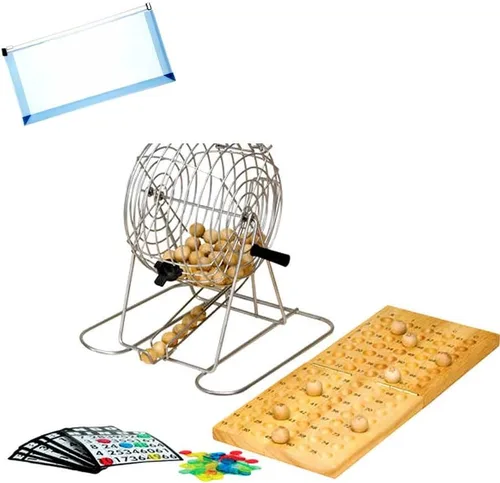 Omura Juegos | Juego de bingo de metal de 9 pulgadas | Bono: bolsa multiusos de tamaño #10 (el color puede variar)