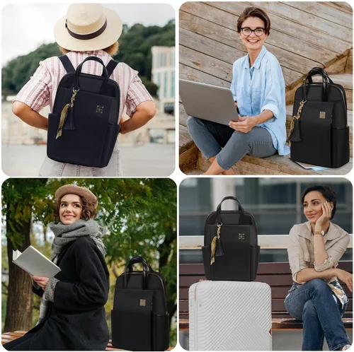 Miniatura 2 de Mochila para laptop para mujer, delgada de viaje, bolsa para computadora portátil de hasta 15.6 pulgadas, ligera, tamaño mediano, bolsa de trabajo