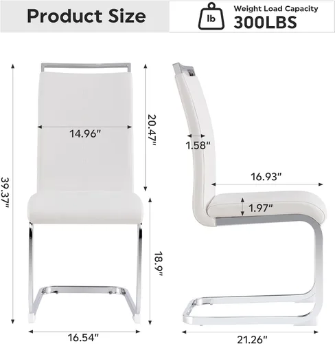 Miniatura 2 de Baysitone Juego de 2 sillas de comedor modernas, sillas laterales y de cocina con respaldo alto acolchado de piel sintética, para comedor, cocina