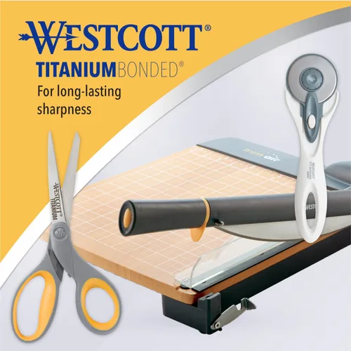 Miniatura 5 de Westcott Tijeras de titanio de 8 pulgadas para el hogar, la oficina y el aula, perfectas para cortar papel, coser y manualidades, diseño resistente