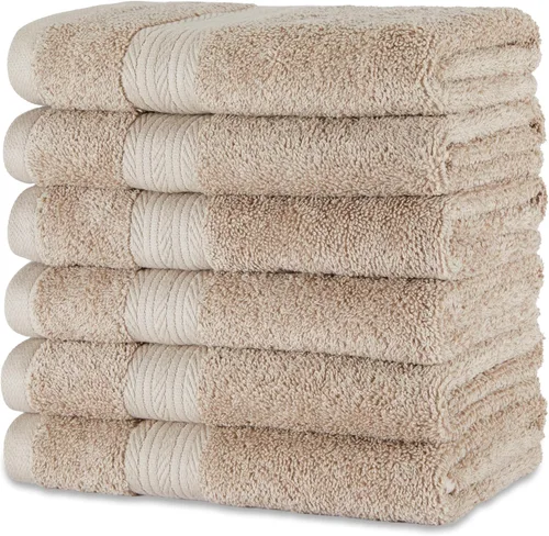 Miniatura 19 de Amazon Basics Juego de toallas de baño suaves, absorbentes, resistentes a la decoloración, 100% algodón, 6 piezas (12 x 12 pulgadas), toallas Carmesí