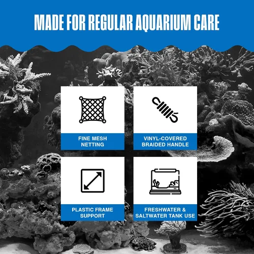 Miniatura 5 de Penn-Plax Quick-Net Aquarium Fish Net - Fine Mesh, Vinyl-Covered Braided Handle - Small Aquarium Cleaning Tool for Gentle Fish Handling - Use in