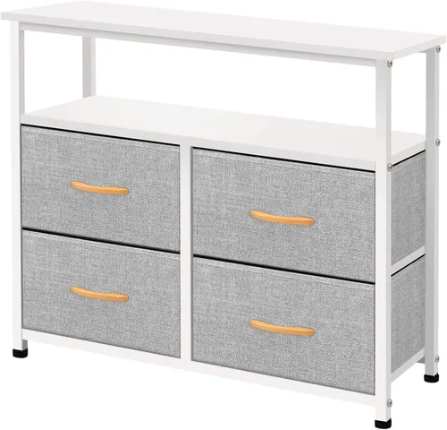 Cómoda de almacenamiento con estantes para dormitorio, sala de estar, pasillo, organizador de armario con marco de acero resistente, estante de