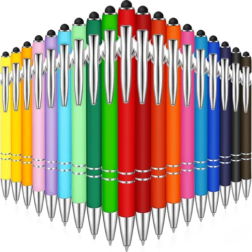 Zonon 38 Piezas Bolígrafo Engomado con Punta de Stylus Bolígrafo de Metal Elegante Stylus Capacitivo con Agarre de Goma Suave, Tinta Negra para la