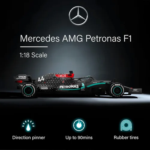 Miniatura 2 de Voltz Toys Auténtico auto de control remoto Mercedes-Benz F1 W11 con licencia 1:18, colección F1 para niños y adultos, auto RC de 2.4 GHz para 1:18