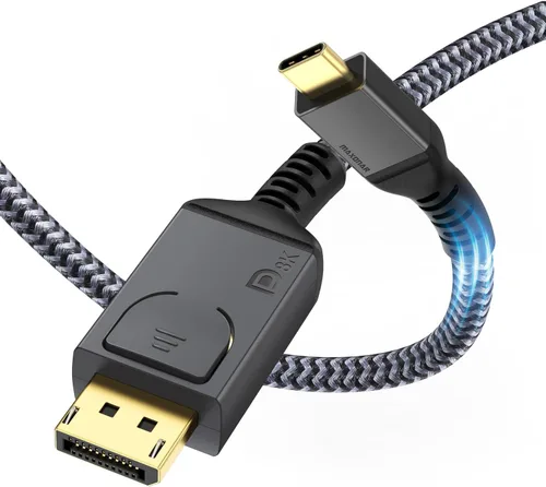 Miniatura 9 de Maxonar USB C a DisplayPort con certificado VESA, 8K 60Hz Tipo C a DP Cable no bidireccional 6.6FT/2M (4K 60Hz 144Hz 120Hz) 32.4Gbps 1.4 HBR3 Modo