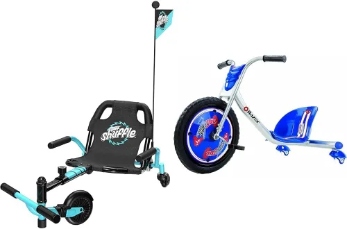Crazy Cart Shuffle by Razor - Kart a la deriva para niños a partir de 4 años y RipRider 360 Triciclo con ruedas para niños a partir de 5 años,