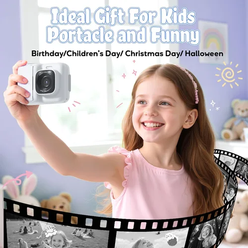 Miniatura 8 de Cámara para niños, cámara de impresión digital instantánea de 1080P para niños, regalos de Navidad y cumpleaños para niñas y niños de 4, 5, 6, 7, 8