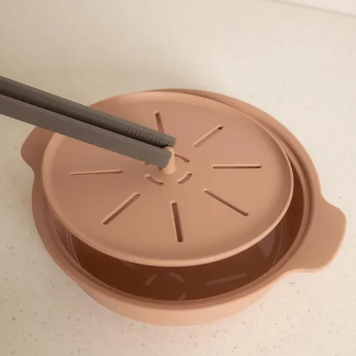 Miniatura 4 de Vaporizador de silicona para microondas para alimentos para bebés, fabricado en Corea, apto para horno y lavavajillas hasta 482 °F, fácil de Creme