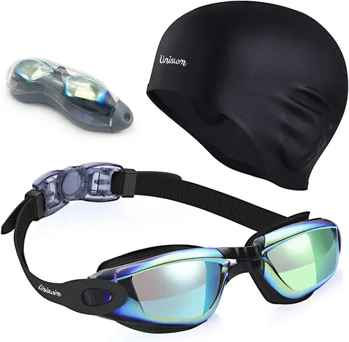 Gafas de natación Juego de gorras de natación gafas de natación de silicona para adultos con gafas antivaho para nadar Colorido