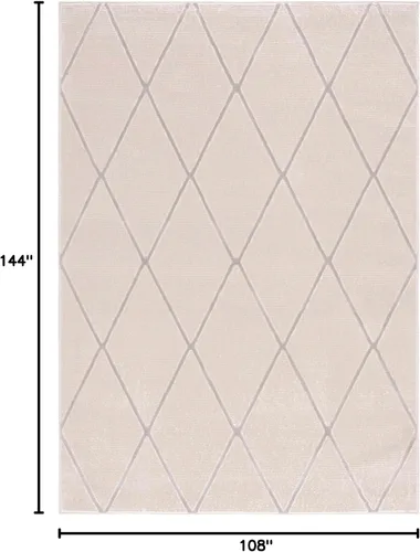 Miniatura 8 de SAFAVIEH - Alfombra de colección Revive, 9' x 12', beige, diseño enrejado, no se desprende y de fácil cuidado, ideal para áreas de alto tráfico