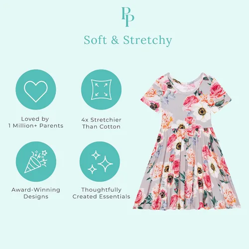 Miniatura 49 de Posh Peanut - Vestidos para niñas – Vestido suave para niña hecho con viscosa de bambú – Vestidos de otoño, primavera y verano para niñas