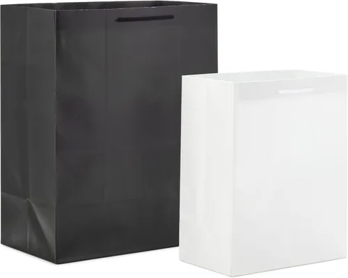 Miniatura 6 de Hallmark Surtido de bolsas de regalo en blanco y negro (8 bolsas: 4 medianas 9", 4 grandes 13") para el día de San Valentín, bodas, graduaciones
