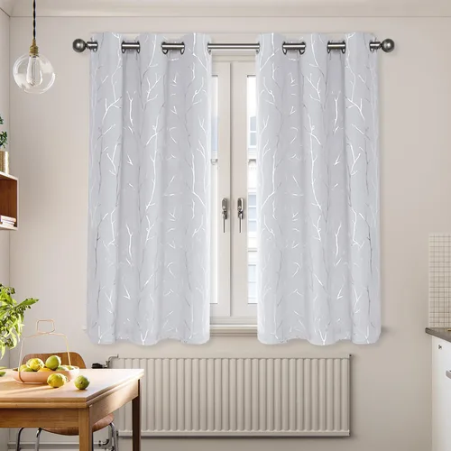 Miniatura 89 de BUHUA - Cortinas opacas blancas, cortinas plateadas, juego de 2 paneles de cortinas con ojales para dormitorio, elegante tratamiento de ventana