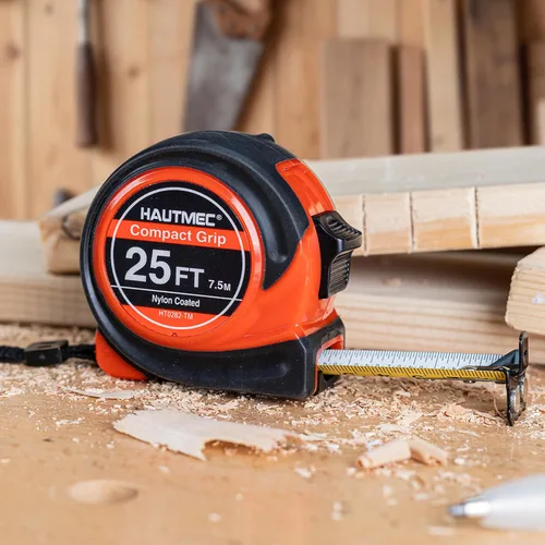 Miniatura 8 de HAUTMEC Cinta métrica de 25 pies con marcas fraccionarias de 1/8 escala métrica/imperial doble con gancho magnético Cinta métrica para construcción
