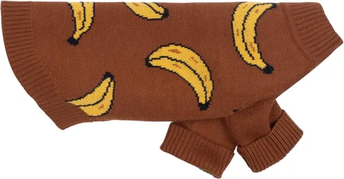 Miniatura 3 de Fitwarm Suéter de plátano para perro, ropa térmica de invierno para perros pequeños, niños y niñas, atuendo para mascotas, marrón, amarillo, XS