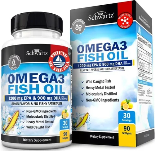 Suplemento de aceite de pescado Omega 3 de triple fuerza, 2250 mg de ácidos grasos EPA DHA Omega 3 de pescado fresco capturado silvestre, fórmula de