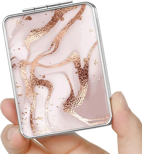 Miniatura 7 de Espejo de bolsillo, pequeño espejo de viaje con aumento, espejo cosmético portátil de doble cara con aumento para uso diario (2 flores)