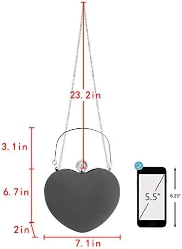 Miniatura 2 de Bolso de mano en forma de corazón para mujer, bolso de hombro de terciopelo, bolsos de noche