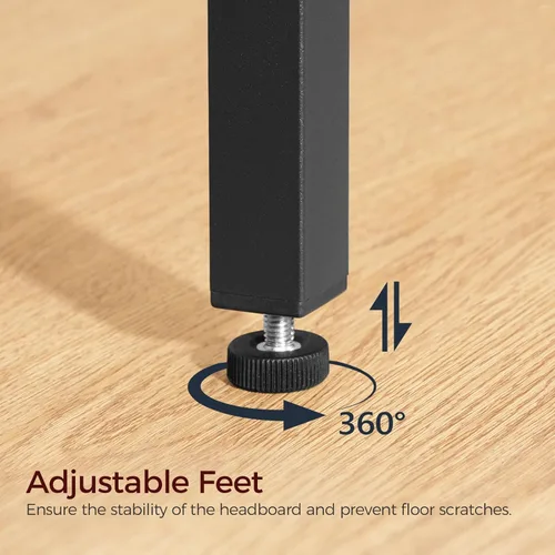 Miniatura 7 de MAHANCRIS Cabecera tamaño Queen solamente, cabecera de metal con 2 tiras de alimentación, respaldo reclinable, con adaptadores de marco de cama