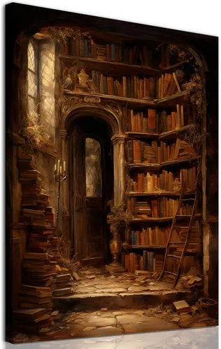 Miniatura 15 de Lienzo gótico de la academia oscura, arte de pared, arte victoriano vintage, arte medieval con castillo medieval, pósteres de biblioteca, cuadros
