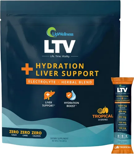 Miniatura 8 de UpWellness LTV - Paquetes de hidratación hepática - Paquetes de electrolitos en polvo para hidratación instantánea y apoyo hepático - Formulado por