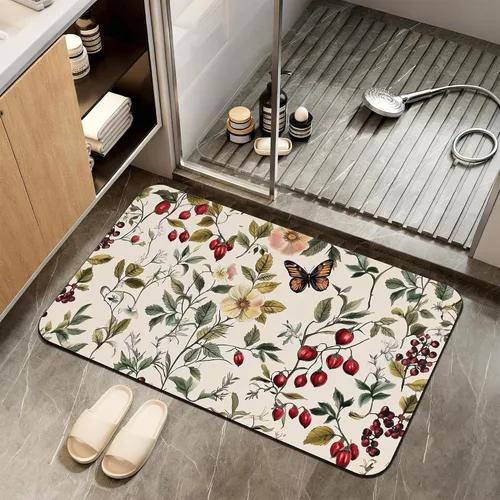 Miniatura 10 de Tapete de baño antideslizante, decoración de baño con purpurina bendita, tapete de baño plateado de diatomeas de secado rápido, absorbente, alfombra