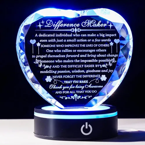 Miniatura 8 de YWHL Regalos de cumpleaños para hermanas con base LED colorida de corazón de cristal para mi hermana, regalo significativo para hermanas en Navidad
