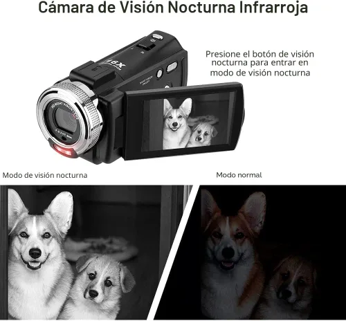 Miniatura 2 de Videocámaras ORDRO HDV-V12 - Videocámara HD 1080P, grabadora de vídeo, cámara de visión nocturna por infrarrojos con tarjeta de memoria de 16G y 2