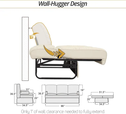 Miniatura 2 de De Leon - Sofá cama consola para caravana, 66 pulgadas de ancho, cuero definitivo, color bisque