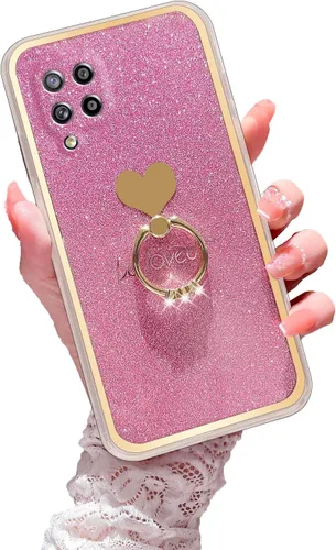 Miniatura 48 de Para Samsung Galaxy A52 5G Caso Lindas Niñas Mujeres Shell De Brillo De Lujo Con Anillo De Corazón Kickstand Cubierta Protectora A Prueba De Golpes