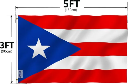 Miniatura 7 de ANLEY Fly Breeze - Bandera de Puerto Rico de 3 x 5 pies, color vivo y a prueba de decoloración, cabecera de lona y doble costura, banderas Poliéster