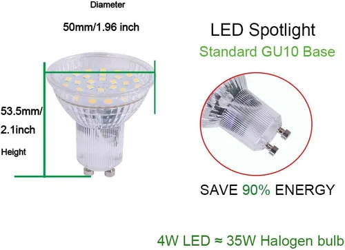 Miniatura 4 de Bombilla LED MR16 GU10 4W 85-265V 120V no regulable 6000K luz diurna blanca foco LED 35w reemplazo de bombilla halógena (blanco frío 6000k 6 piezas)